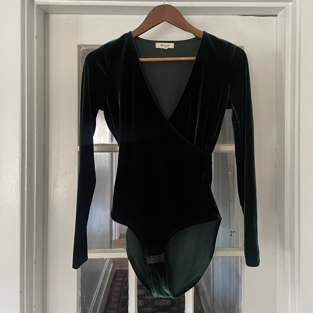Madewell Cross Top Velvet Bodysuit